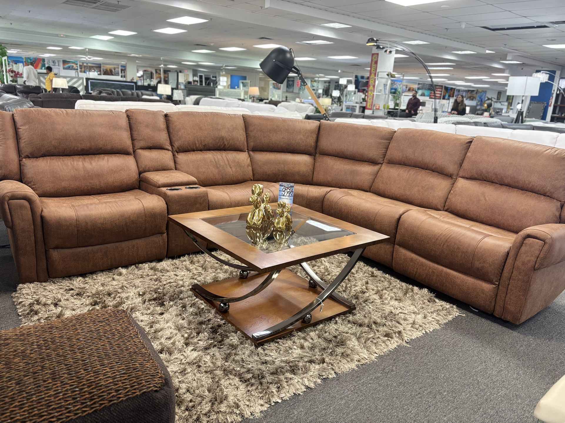Brown Microfiber L- Shaped Power Recliner Sectional Couch For Sale ( Brand New Furniture) We Deliver