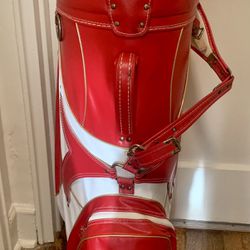 Vintage Red Leather Spalding Golf Bag