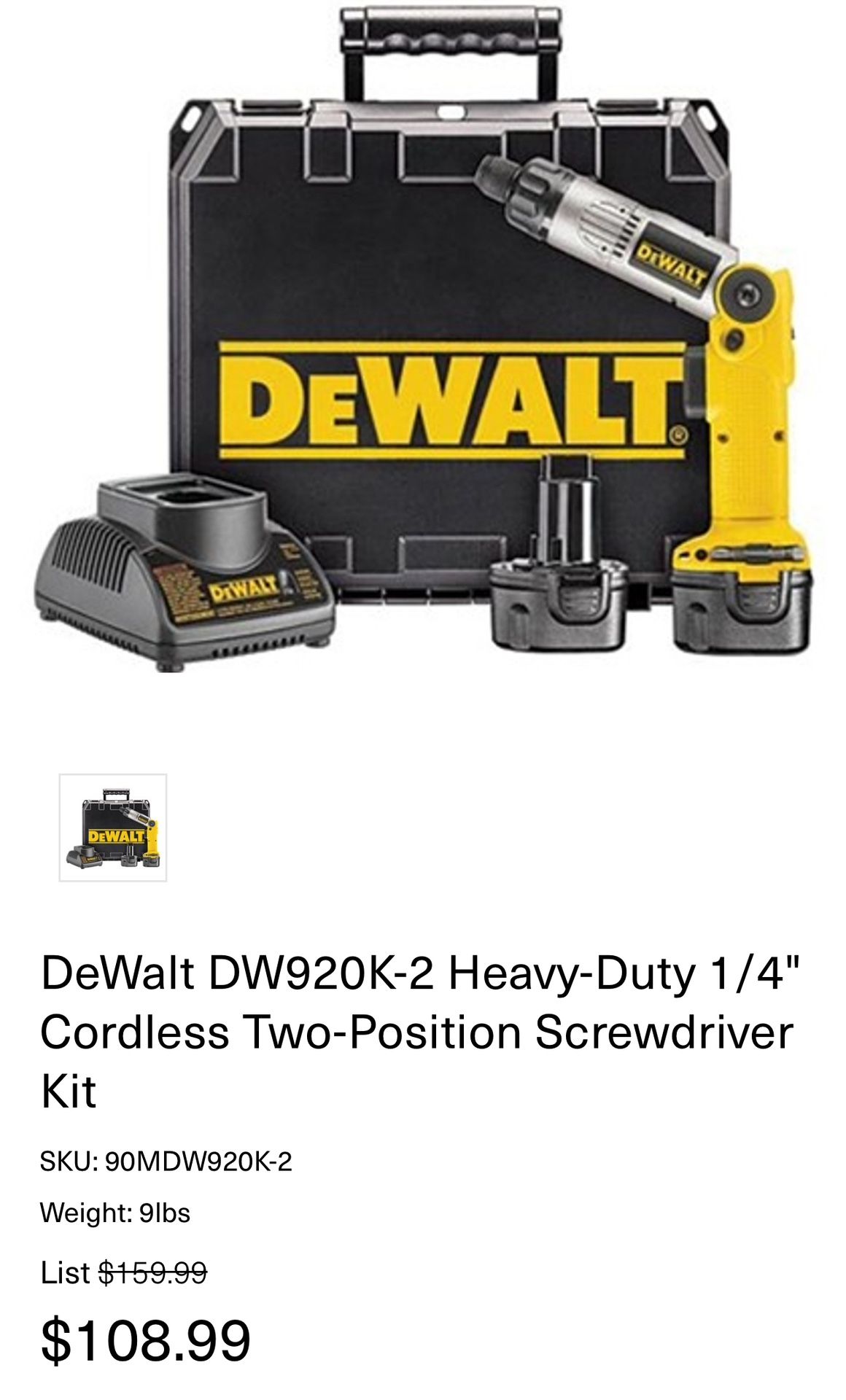 DeWalt Heavy Duty Screw Driver $70