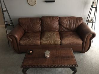 Couch brown leather no rips