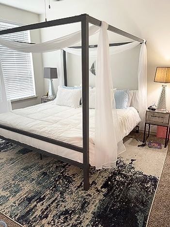 Brand New Gunmetal Grey King Size Canopy Bed With Serta Gel Memory Foam Mattress Delivery and Assembly Available