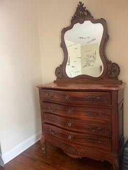 Antique marble top dresser with mirror 