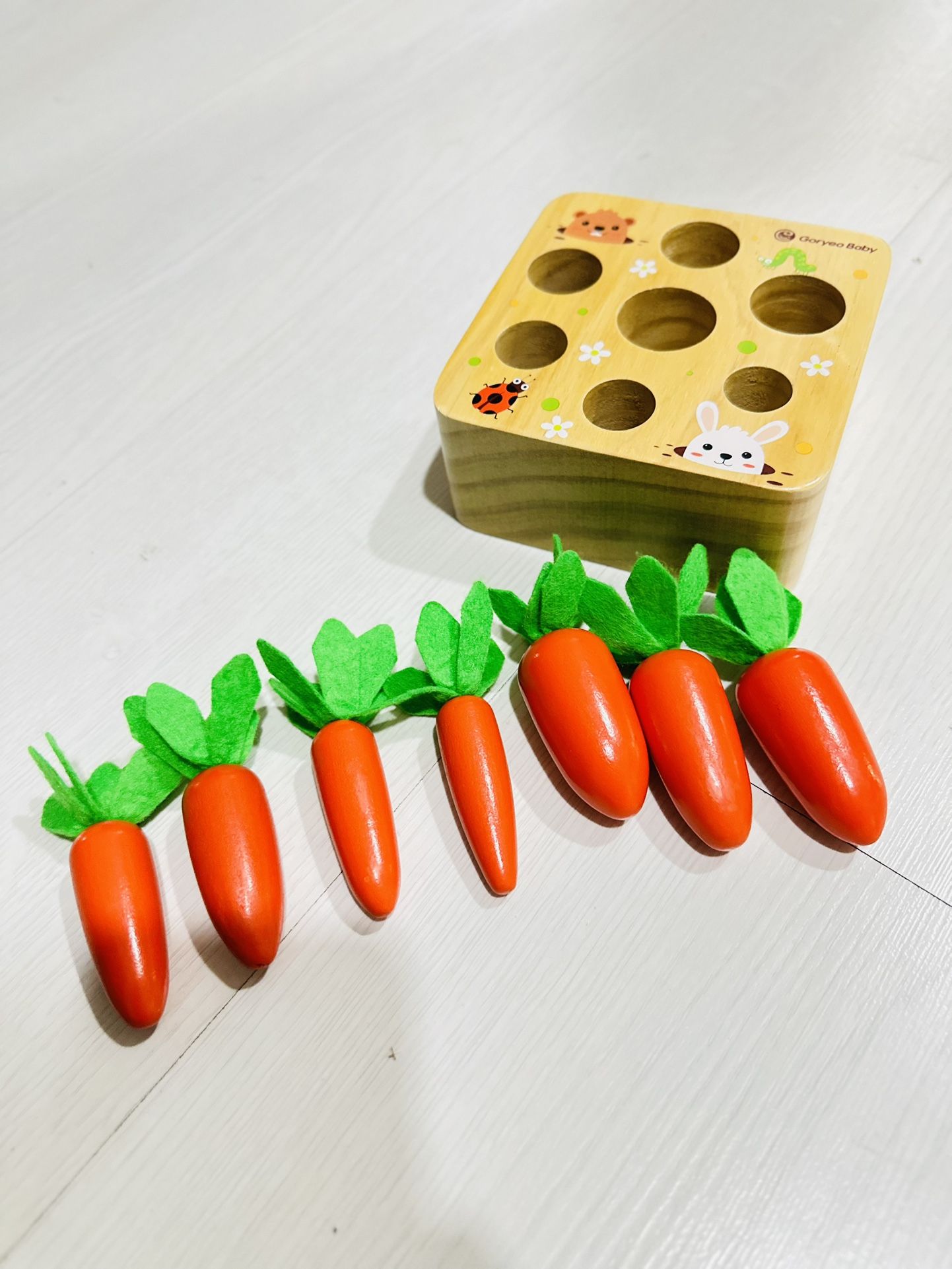 Montessori Wooden Toys Developmental Shape Sorting & Matching Puzzle Carrots Harvest Game