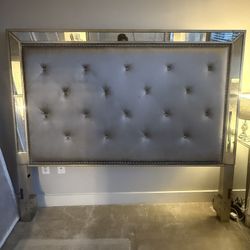 King Mirrored A D Gold Tufted Bedframe