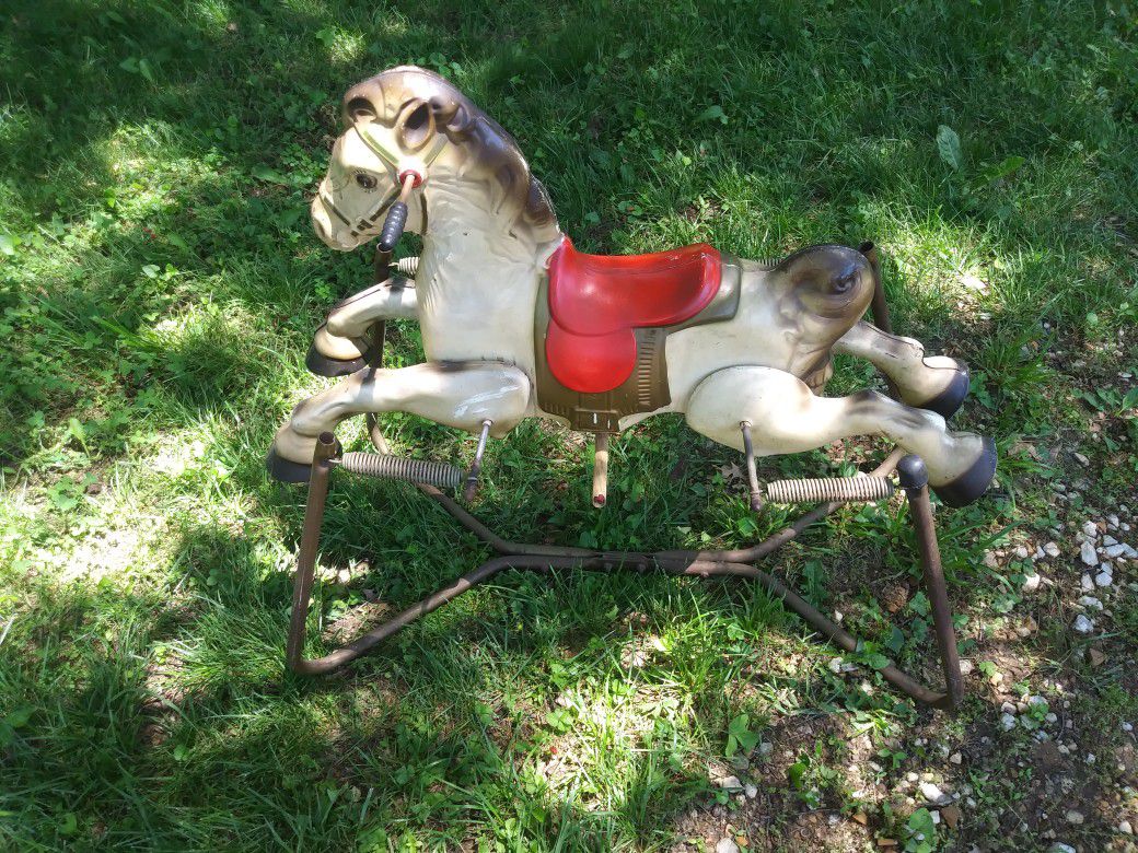 Tin toy vintage MOBO bouncy rocking horse made in England