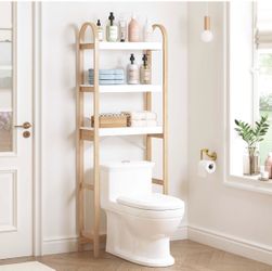 Tall wooden 3-tier shelving unit