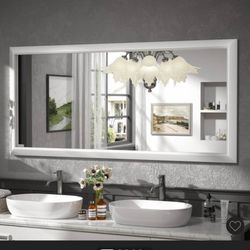 Framed Bathroom Mirrior In Brushed Silver 