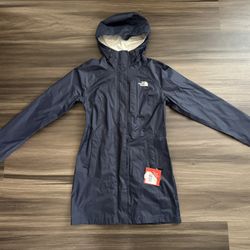 THE NORTH FACE DryVent Long Rain Shell Jacket Hooded Navy Women’s XS MSRP $149
