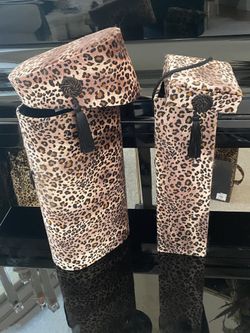 LEOPARD  VELVET COVERED WINE CARRIERS