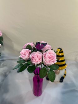 Half Dozen Handmade Ribbon Roses – Gift‑Ready Bouquet