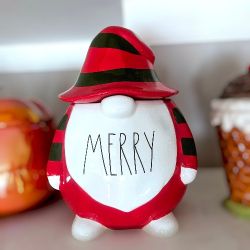 Rae Dunn Gnome Merry Christmas Cookie Jar