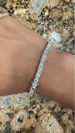 Moissanite tennis bracelet sterling silver 4mm 8 inches long passes dimond tester