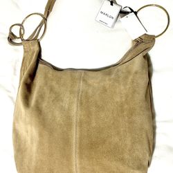 Italian Light Tan Suede HOBO Bag