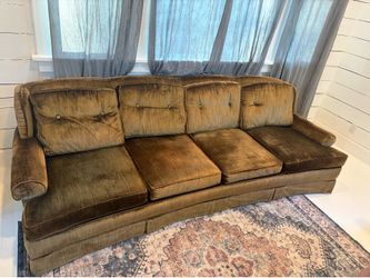 Olive green tufted velvet vintage sofa
