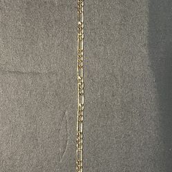 14kt Gold Plated Figaro Chain Bracelet 8”