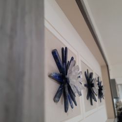 2 BEAUTIFUL  PICTURES SET  PURE CRISTAL  CUT GLASS  WITH WOOD TRIM LIGHT GRAY  36 X 16