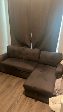 Dark Gray Fabric Sectional Sofa with Chaise