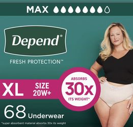 68ea XL 20W Depend Fresh Protection Adult Diapers $40