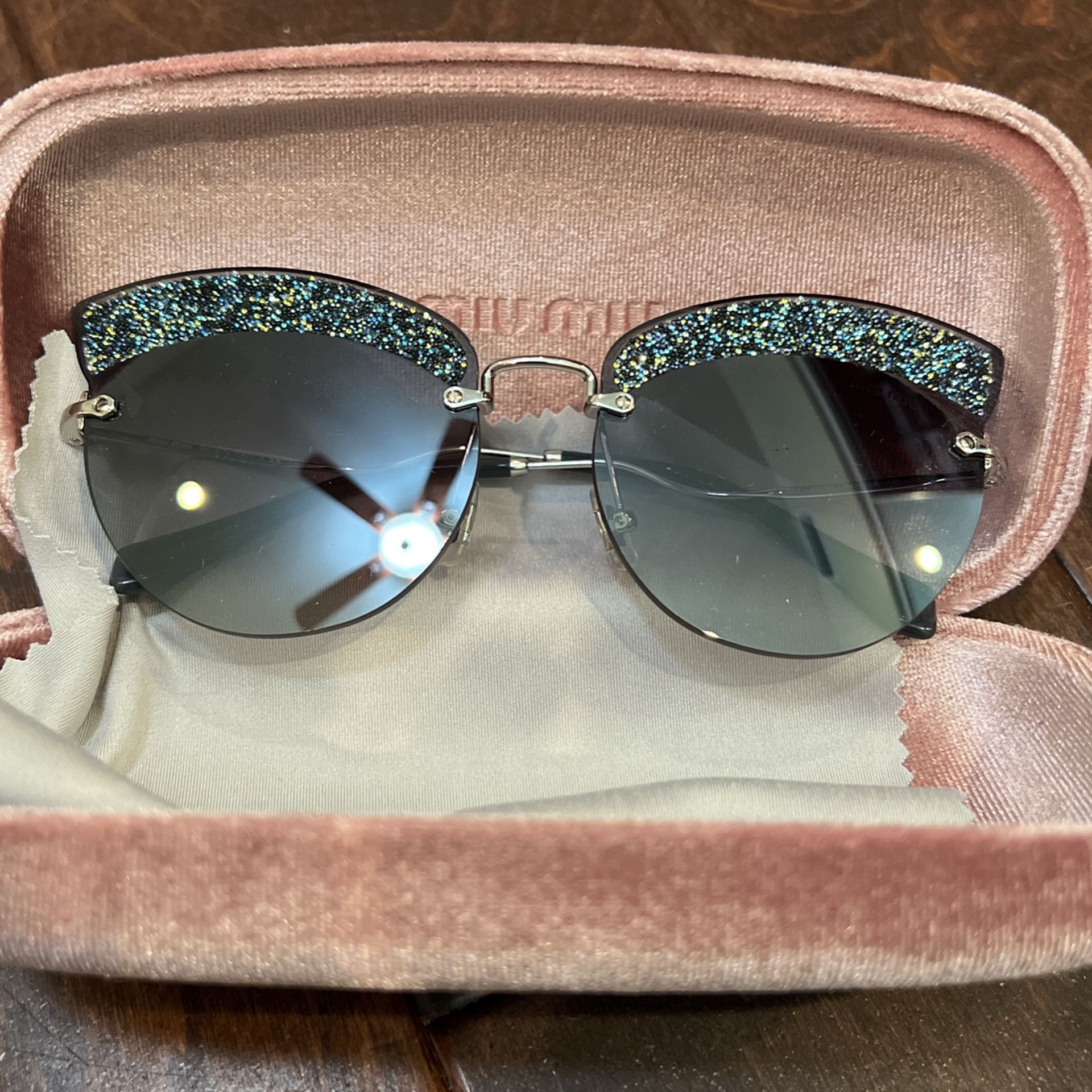 Miu Miu Glitter sunglasses Miu Miu Black Glitter Oversized Round Sunglasses main image 2