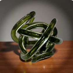 Green Glass Knot Sculpture Tube spiral art decoration