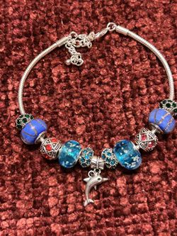 Blue Dolphin Charm Anklet