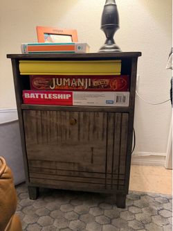 Modern Dark Wood Nightstand with Cabinet & Open Shelf