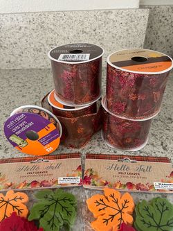 Fall Craft Supply Bundle – Ribbon & Felt Leaves