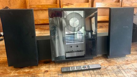 Vertical CD Stereo System with Speakers and Remote
