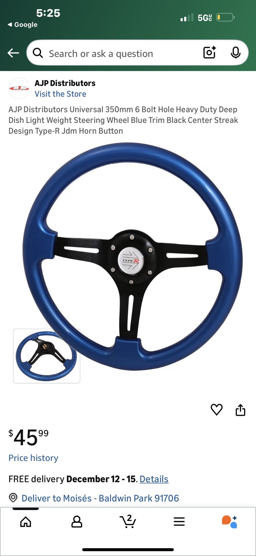 New Steering Wheel Blue Color