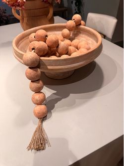 Pottery Barn Solis Oversized Terracotta Bowl and Beads