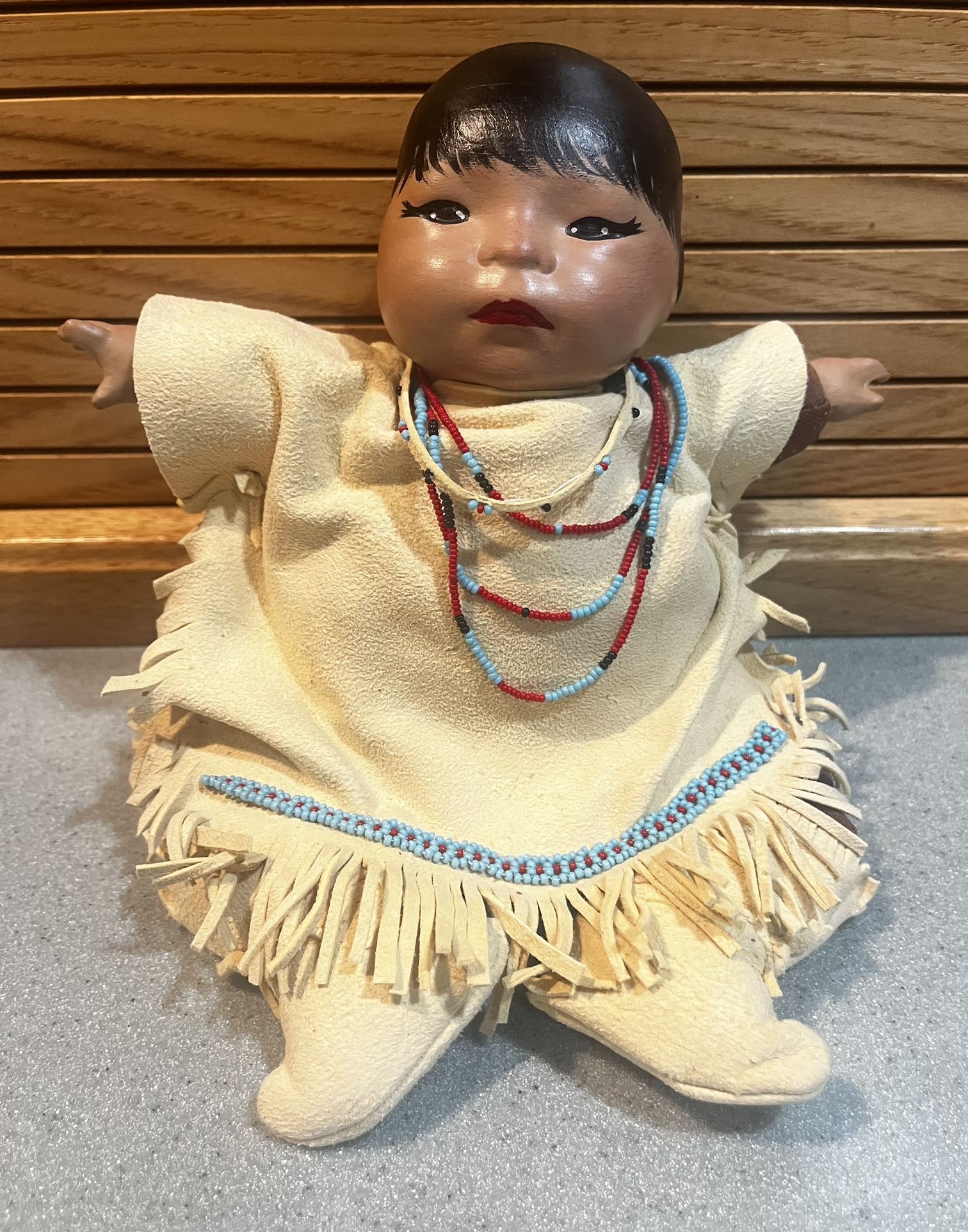 10” Native American Doll Made By Renowned Dollmaker, Nadine Martha Van Machelen