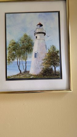 Framed Lighthouse Watercolor Print