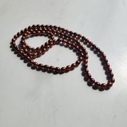 Real Pearls Dyed Necklace Braided In-between Pearls Long 17.5"