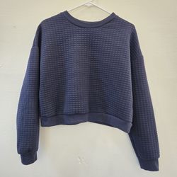 Waffle Print Crewneck Sweater