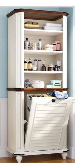 Tilt out laundry hamper with storage