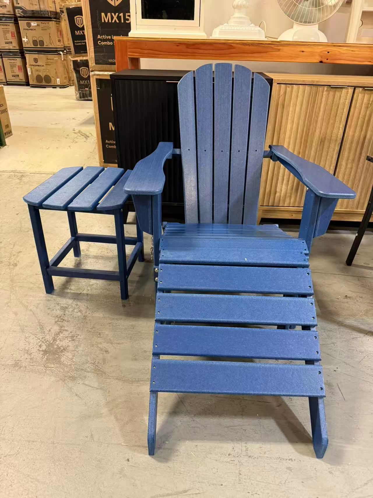New Adirondack Chairs with Ottoman and Table, Folding | Retractable-Footrest