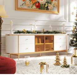 oneinmil Luxury 70" Fluted TV Stand for TVs Up to 75", 