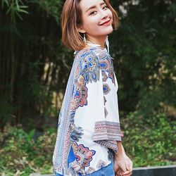 Elegant Japanese chiffon kimono cardigan jacket , sun protection clothing. One size 