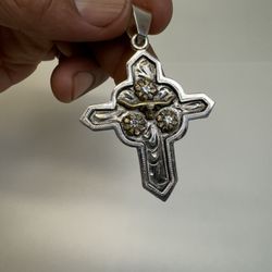 Justin Brand Silver Cross, Beautifully Engraved And Ornate!