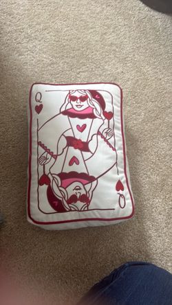Queen of Hearts Playing Card Throw Pillow