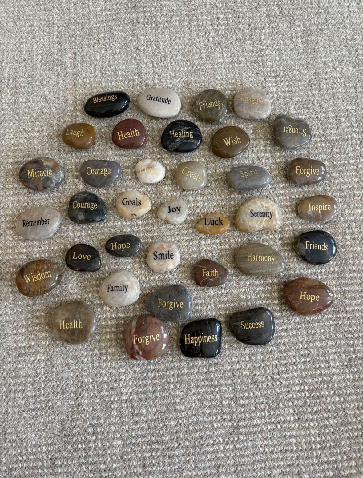 36 Pcs. Engraved Inspirational Stones with Different Words, 1-2 Inch Encouragement Rocks,