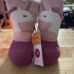 Cat & Jack Thermolite Unicorn Snow Boots Faux Fur Lined Toddler Girls Size 5