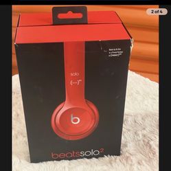 Beats by Dr. Dre Solo2 Red On-Ear Headphones 3.5mm Jack Adjustable Foldaway