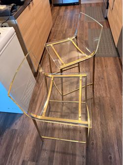 Chiaro Clear Acrylic Counter Stool With Gold Legs