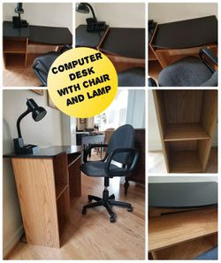 Computer desk with Chair and lamp