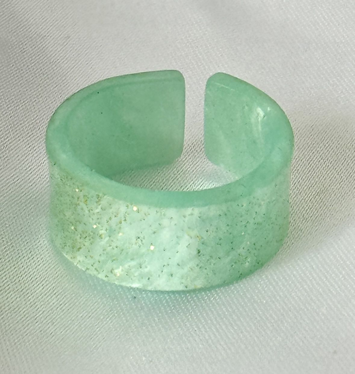 Green Glitter Ring, Size 7