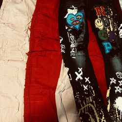 Men Stacked Jeans And Trendy Belt 32 