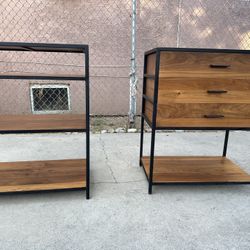 Crate And Barrel Mid Century Modern Nightstands Bedside Tables End Tables.