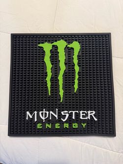 Monster Energy Rubber Bar Mat 12”x12” - Black & Green