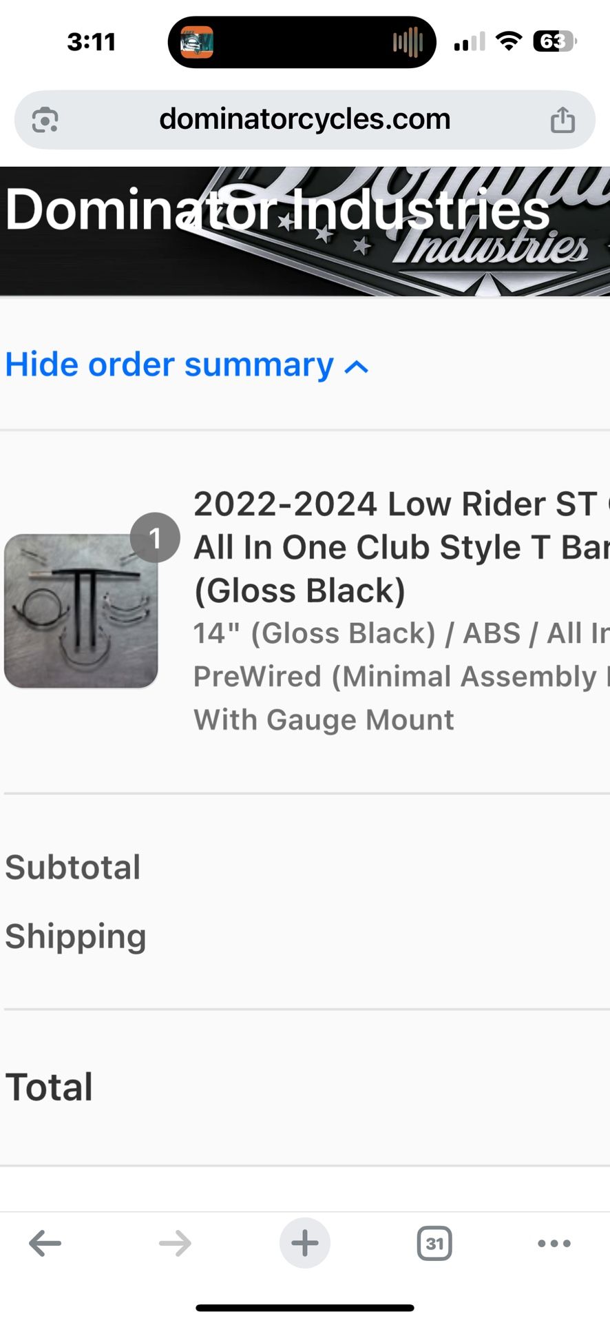 14” Tbars Lowrider St Softail 2022-2024 Club Style
